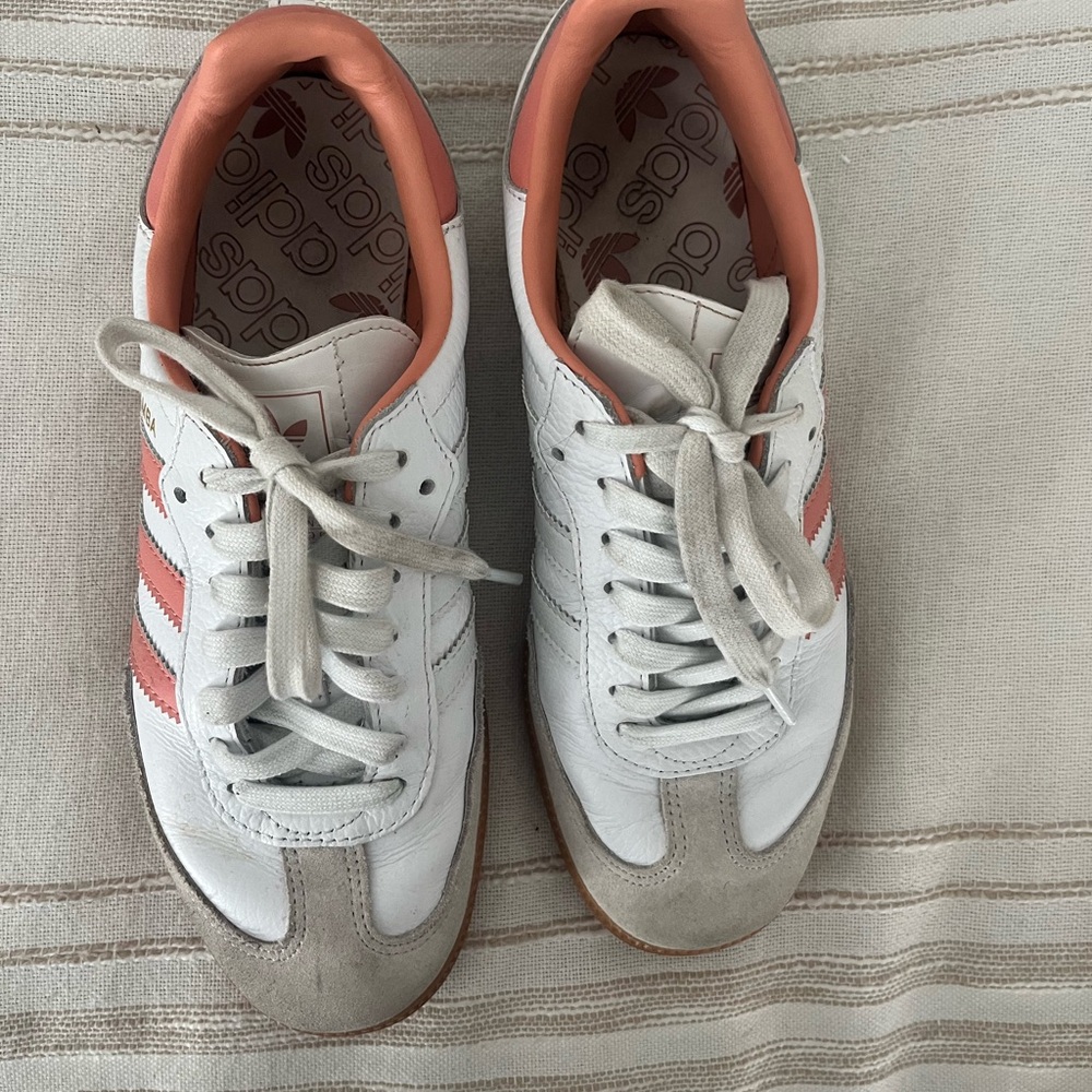 Adidas Women's White and Pink Sneakers